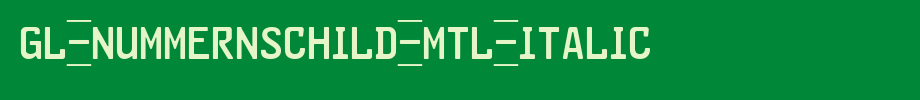 GL-Nummernschild-Mtl-Italic.ttf(字体效果展示)