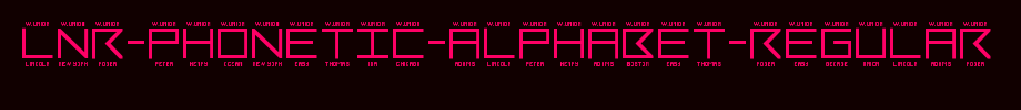 LNR-Phonetic-Alphabet-Regular.ttf
(Art font online converter effect display)