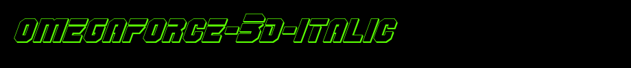 English font download of OmegaForce-3D-Italic.ttf